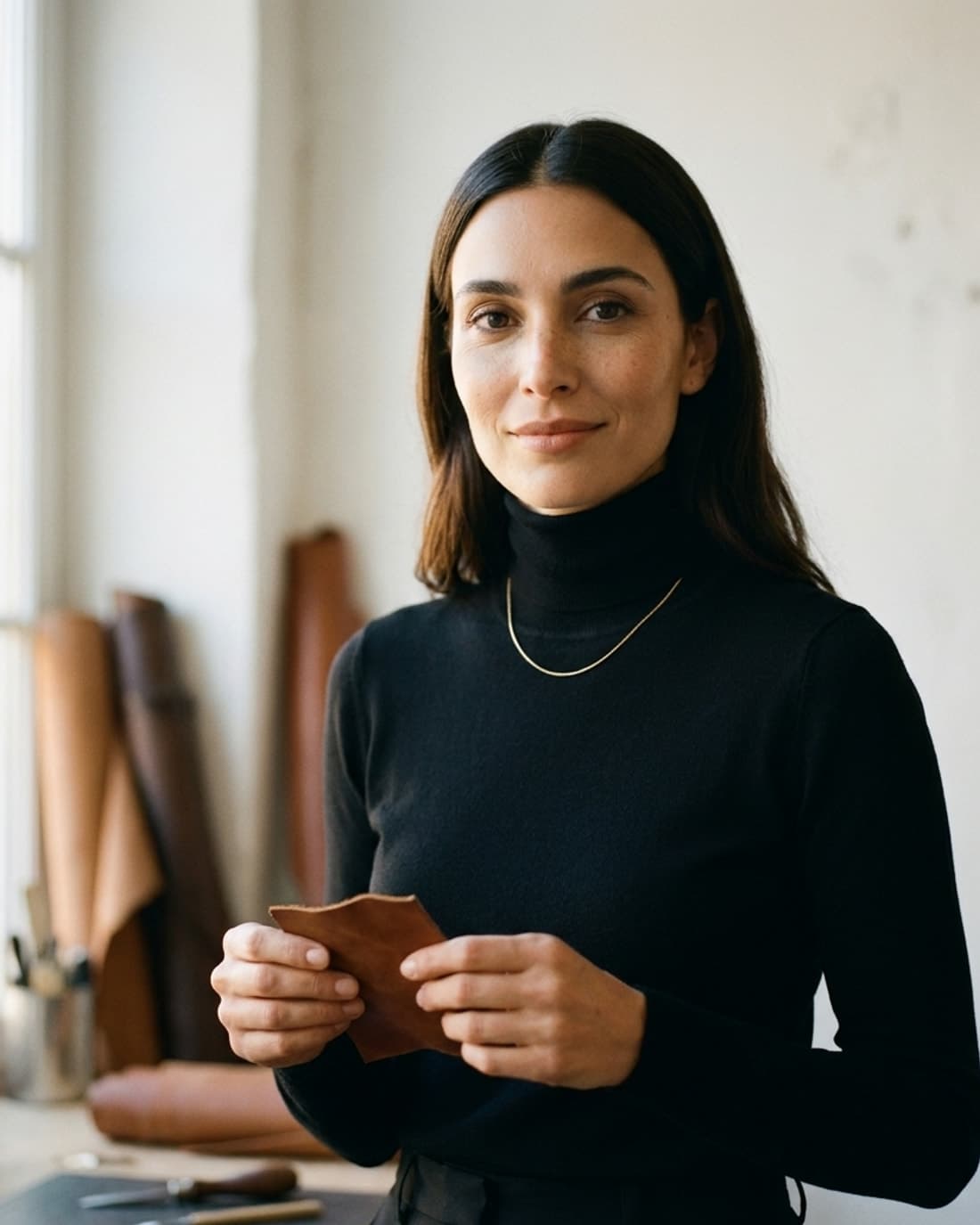 Aurelle Marchetti, founder of Maison Aurelle, in her Ubrique atelier